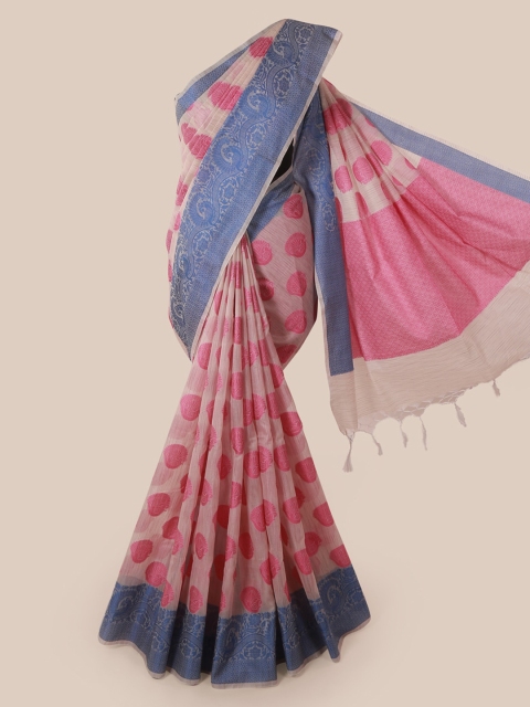 

Pothys Pink & Blue Supernet Printed Saree