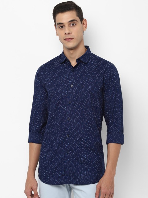 

Allen Solly Men Navy Blue Slim Fit Printed Casual Shirt
