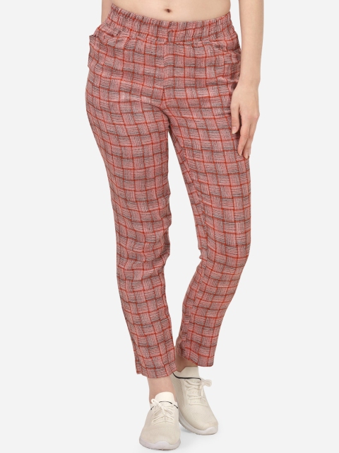 

Yuvraah Women Red Checked Track Pants