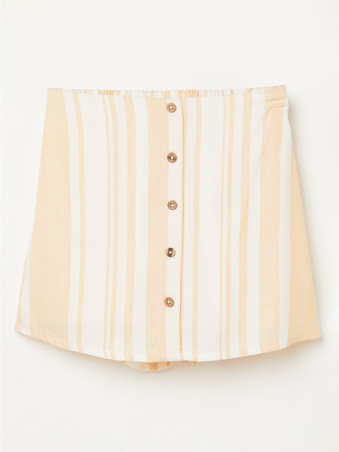 

Bossini Girls Camel Brown Striped Regular Fit Regular Shorts