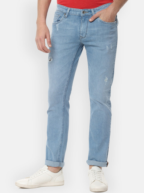 

Louis Philippe Jeans Men Blue Regular Fit Mid-Rise Low Distress Stretchable Jeans