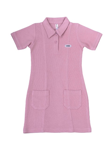 

Hunny Bunny Girls Pink Solid Front Button T-shirt Dress