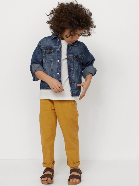

H&M Boys Yellow Solid Slim Fit Linen-blend Chinos