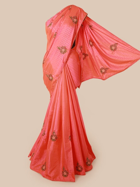 

Pothys Pink Checked Art Silk Saree