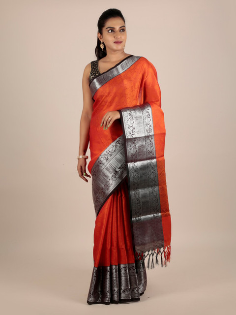 

Pothys Orange Woven Design Cotton Blend Saree