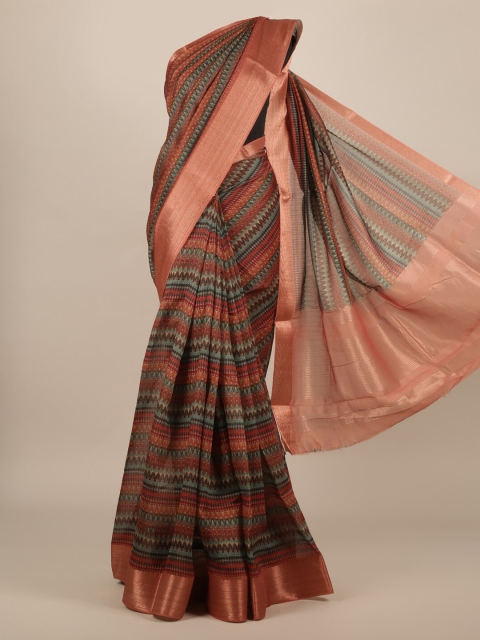 

Pothys Multicoloured Printed Jute Silk Saree, Multi
