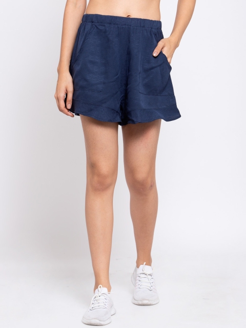 

iki chic Women Navy Blue Solid Regular Fit Regular Shorts