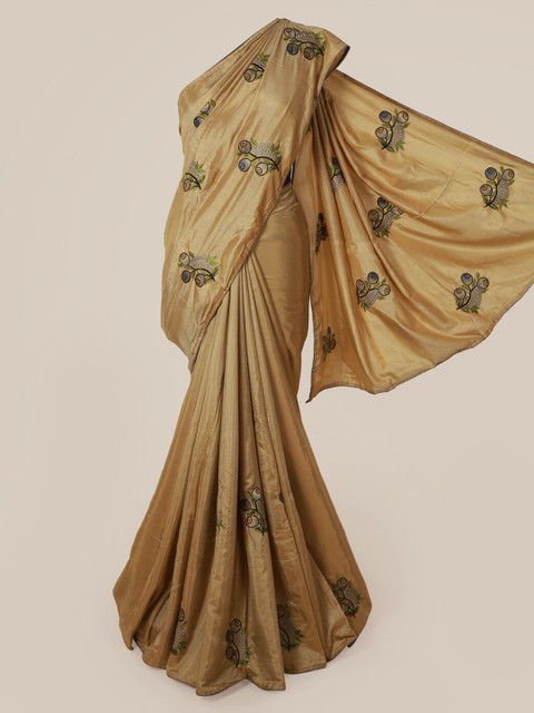

Pothys Cream-Coloured Embroidered Art Silk Saree