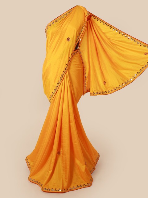

Pothys Yellow Solid Art Silk Saree