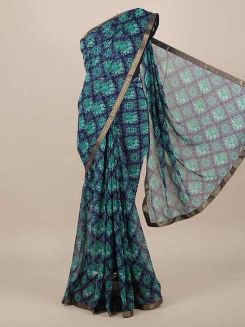 

Pothys Blue Printed Poly Chiffon Saree