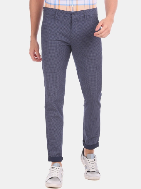 

U.S. Polo Assn. Men Blue Regular Fit Checked Regular Trousers