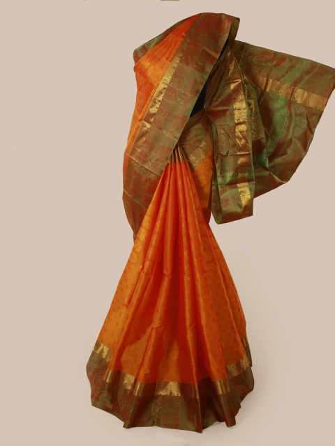 

Pothys Orange & Brown Pure Silk Woven Design Saree