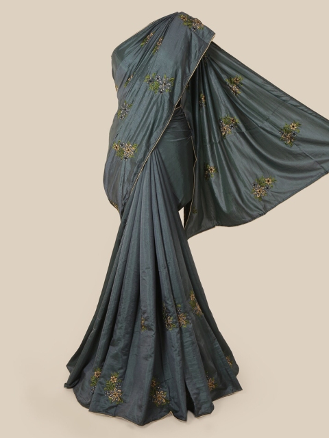 

Pothys Grey Embroidered Art Silk Saree