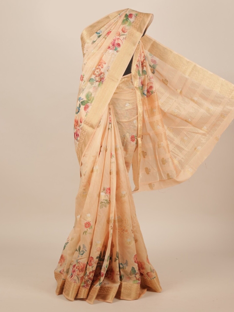 

Pothys Beige Pure Silk Printed Tussar Saree