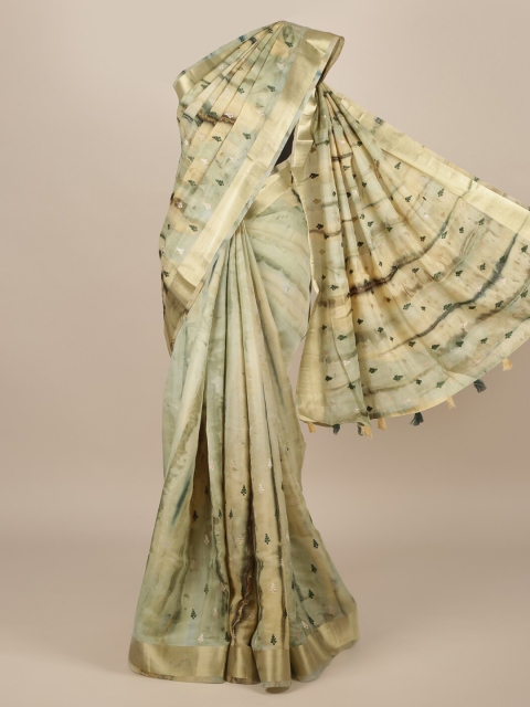 

Pothys Green Printed Jute Silk Saree