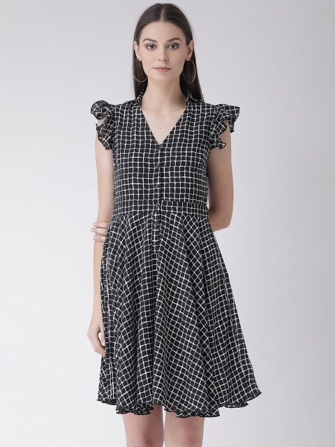 

Texco Women Black & White Checked A-Line Dress
