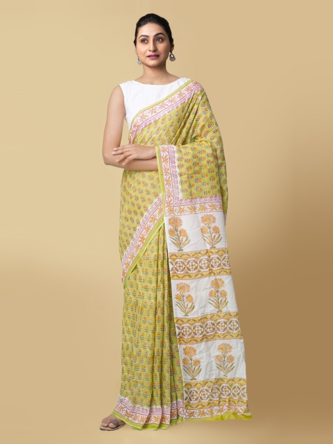 

Unnati Silks Green Pure Cotton Printed Kota Saree