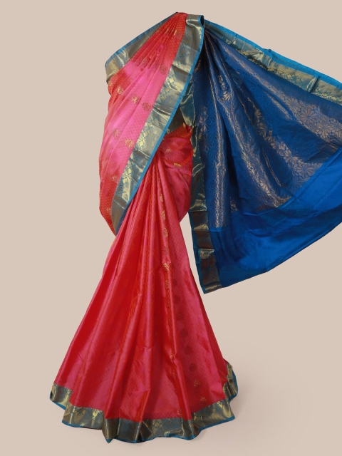 

Pothys Pink & Blue Pure Silk Woven Design Saree