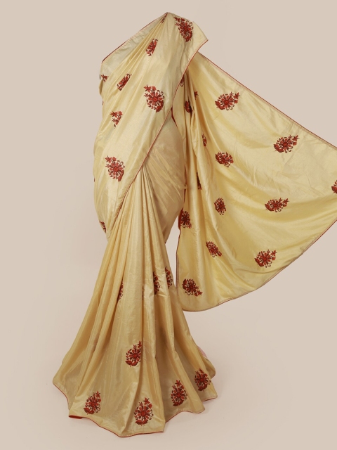

Pothys Cream-Coloured Embroidered Art Silk Saree