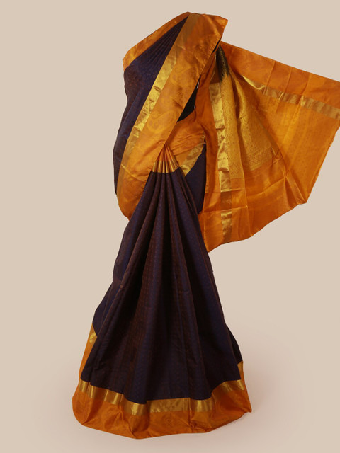 

Pothys Purple & Orange Pure Silk Printed Saree