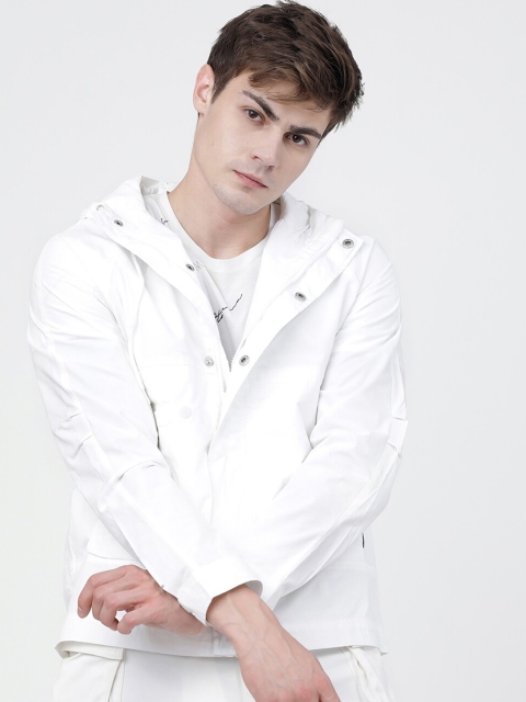 

Ecko Unltd Men White Solid Cotton Hooded Tailored Jacket