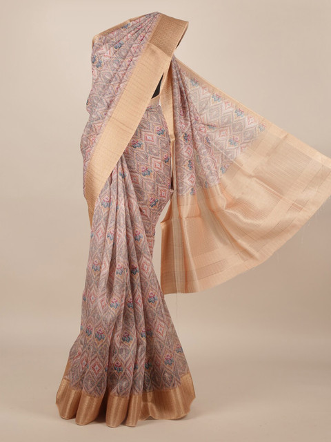 

Pothys Multicoloured Pure Silk Printed Tussar Saree, Multi