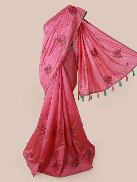

Pothys Pink Embroidered Art Silk Saree