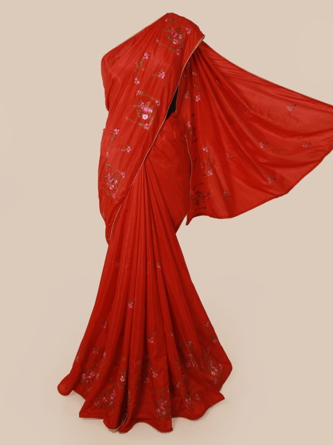 

Pothys Red Embroidered Art Silk Saree