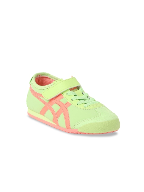 

Onitsuka Tiger Unisex Kids Lime Green Pink Colourblocked Trekking Shoes Mexico 66 PS