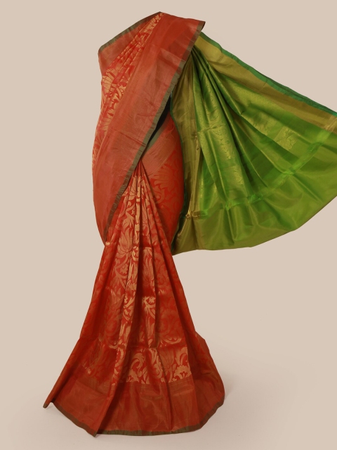 

Pothys Red & Green Pure Silk Woven Design Kanjeevaram Saree