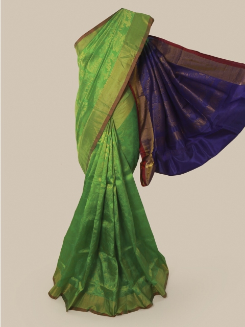 

Pothys Green & Gold-Toned Pure Silk Woven Design Kanjeevaram Saree