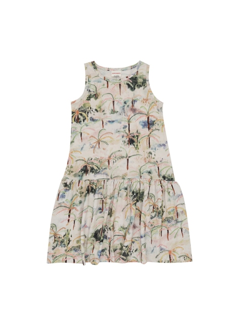 

RAINE AND JAINE Girls White Tropical Print Cotton A-Line Dress