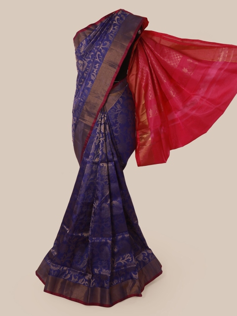 

Pothys Blue & Pink Pure Silk Woven Design Kanjeevaram Saree