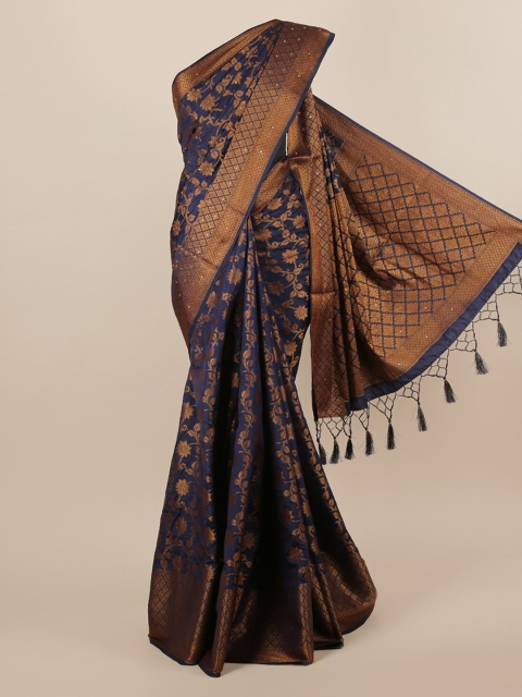 

Pothys Navy Blue Woven Design Jute Silk Saree