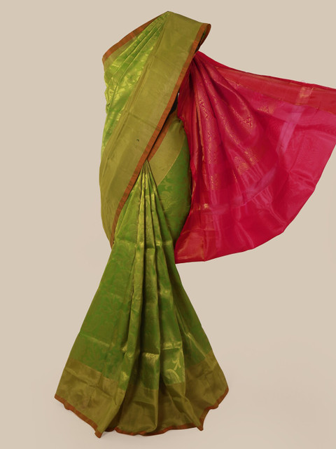 

Pothys Green Pure Silk Woven Design Kanjeevaram Saree