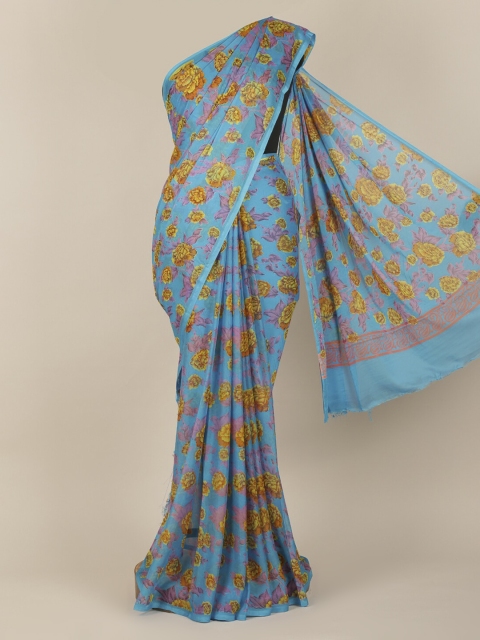 

Pothys Blue Printed Poly Chiffon Saree