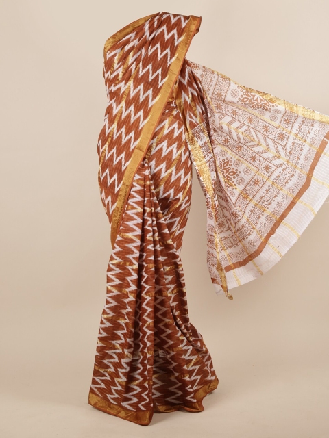 

Pothys Brown & White Pure Cotton Printed Saree