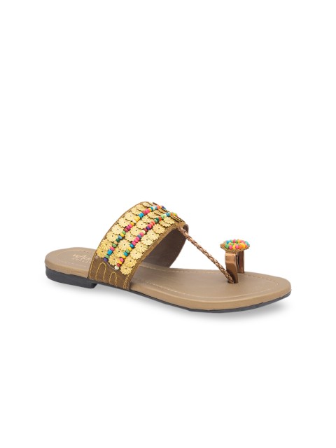 

WALK N STYLE COLLECTION Women Beige Embellished One Toe Flats