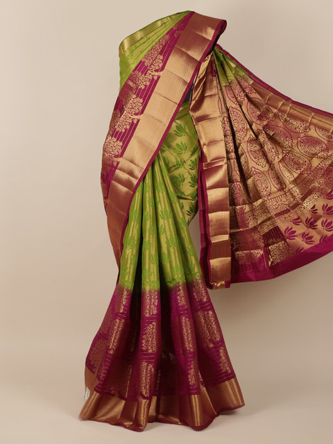 

Pothys Green & Pink Jute Silk Woven Design Saree