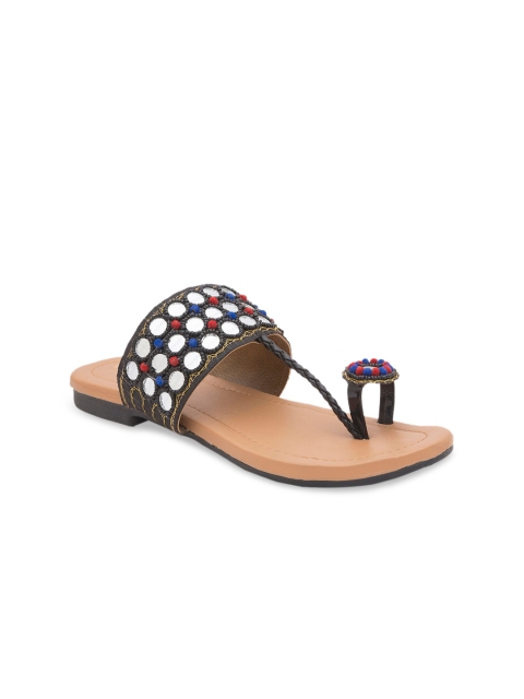 

WALK N STYLE COLLECTION Women Black Embellished One Toe Flats