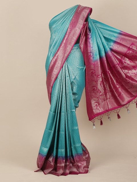 

Pothys Blue Woven Design Jute Silk Saree
