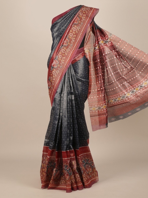 

Pothys Blue & Red Jute Silk Woven Design Saree