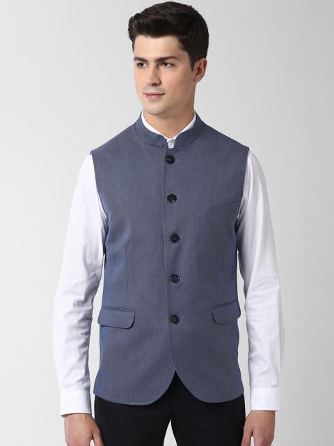 

Peter England Elite Men Blue Woven Design Waistcoat
