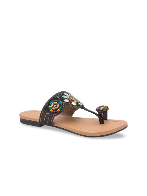 

WALK N STYLE COLLECTION Women Black Embellished One Toe Flats