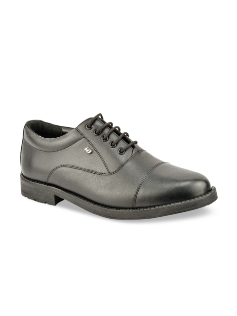 

ID Men Black Solid Leather Formal Derbys