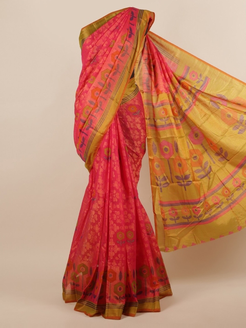 

Pothys Pink & Gold-Toned Jute Silk Woven Design Saree