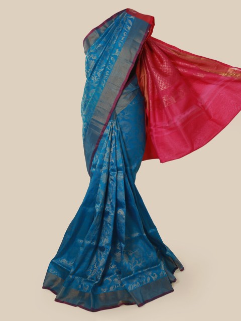 

Pothys Blue Pure Silk Woven Design Kanjeevaram Saree