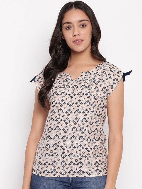 

Miss Grace Beige & Green Ethnic Motifs Printed Pure Cotton Regular Top