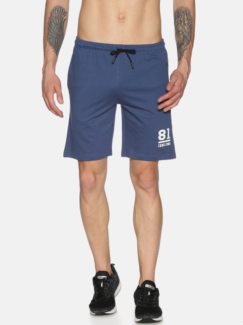 

Chennis Men Blue Printed Slim Fit Sports Shorts