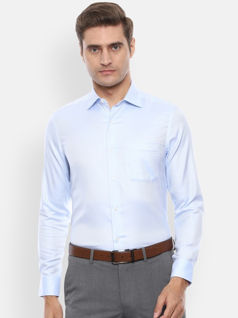 Louis Philippe Men Blue Slim Fit Self Design Casual Shirt